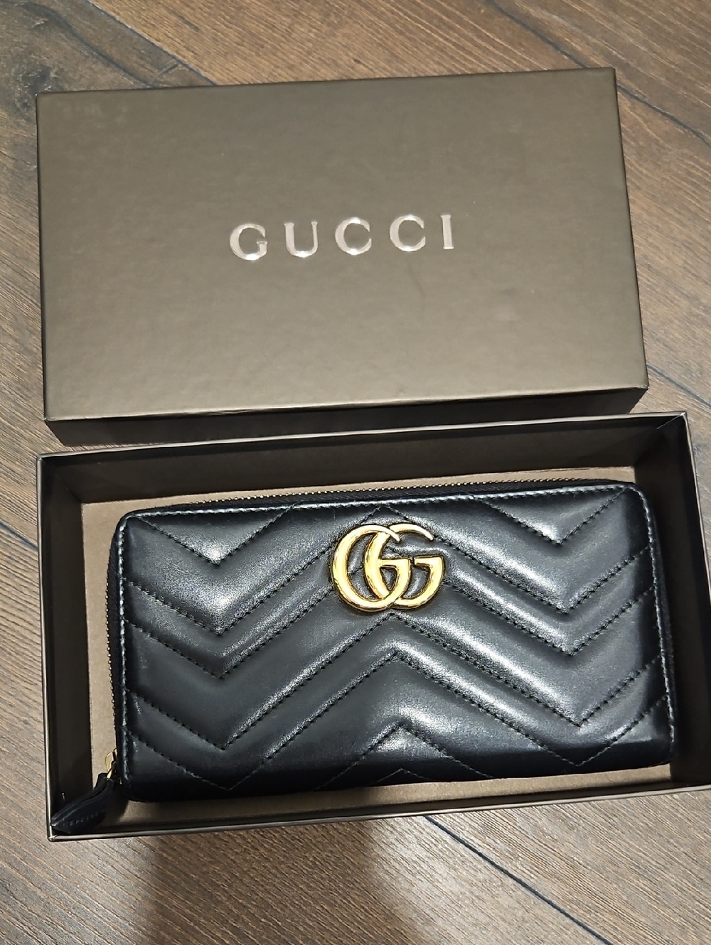 GUCCI GG MARMONT Black Zip Around Long Leather Wallet + Branded Hard Box - Picture 14 of 14
